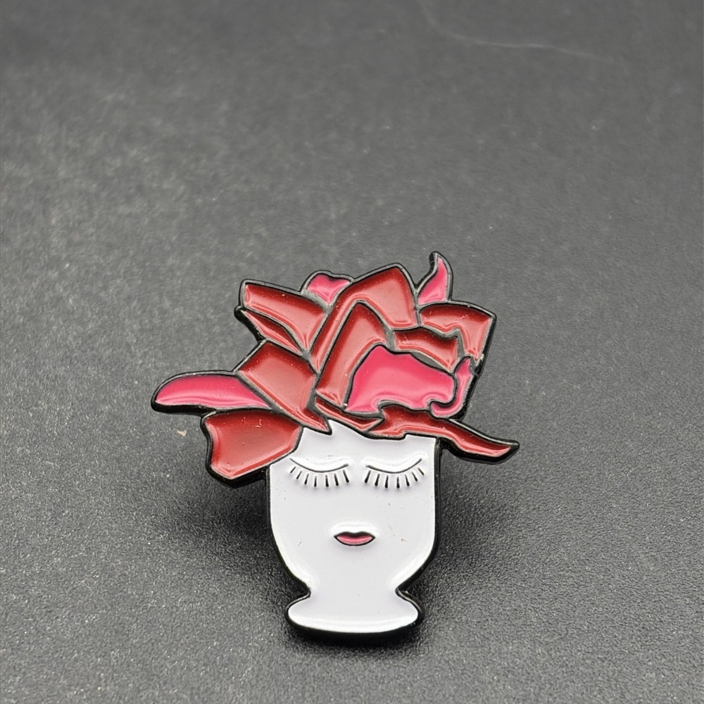 Cartoon Vase With A Face Eyes Closed Lapel Hat Pin